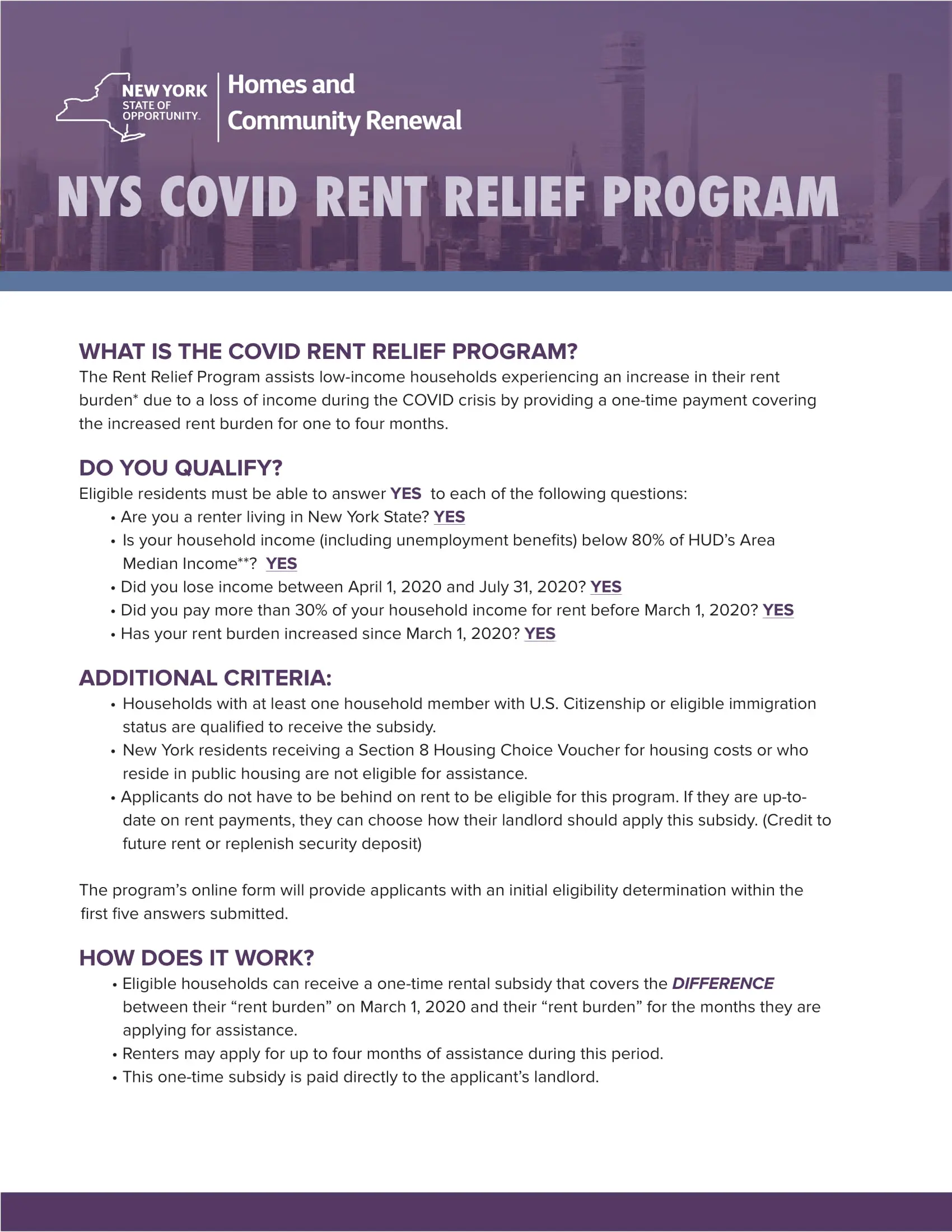 NYS HCR COVID Rental Assistance Program – Launching July 16