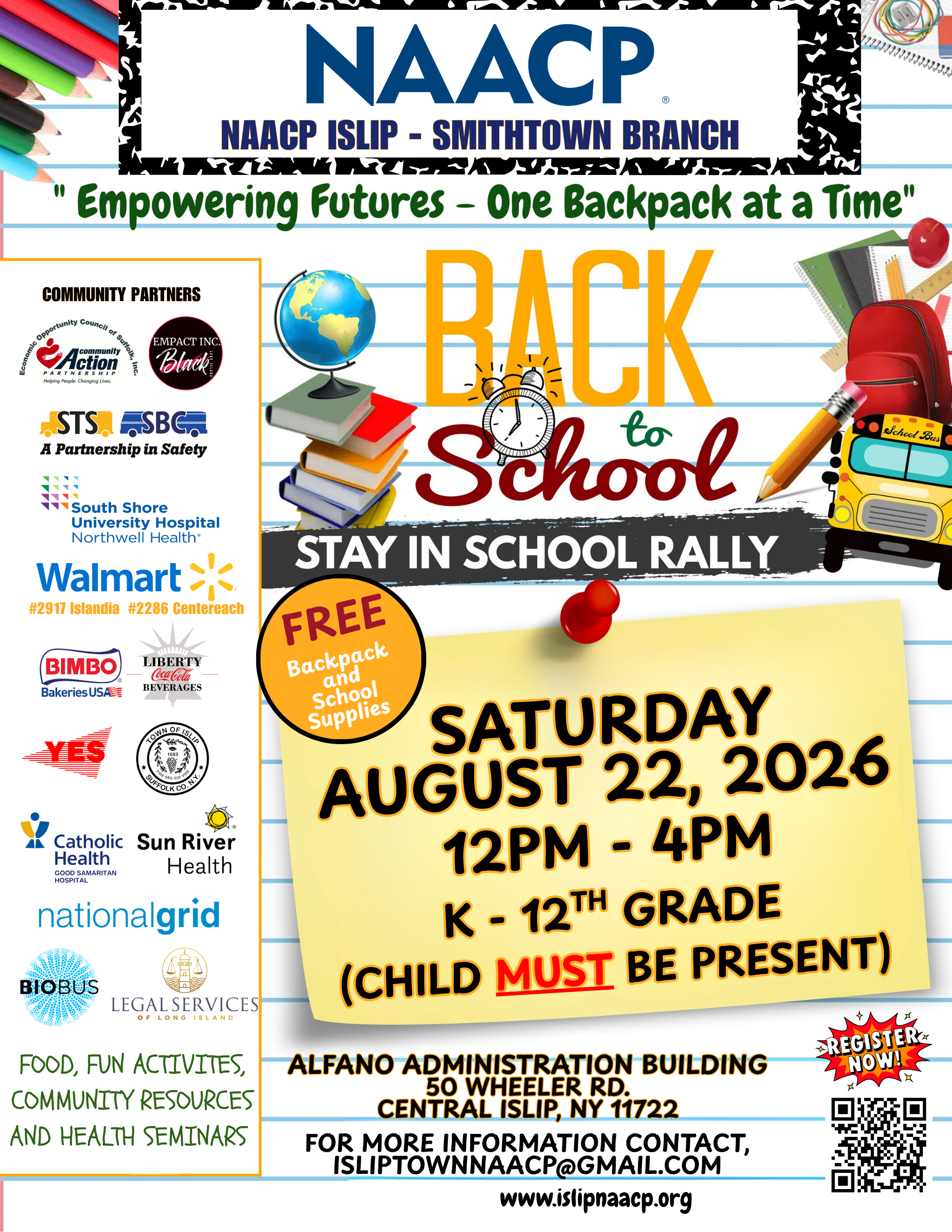 NAACP (Islip-Smithtown Branch) Stay in School Rally – August 22nd